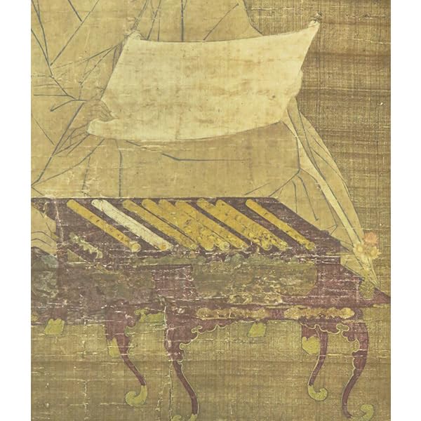 B-2880【複製】無落款・日蓮聖人 巧芸紙本淡彩 水鏡御影 掛軸